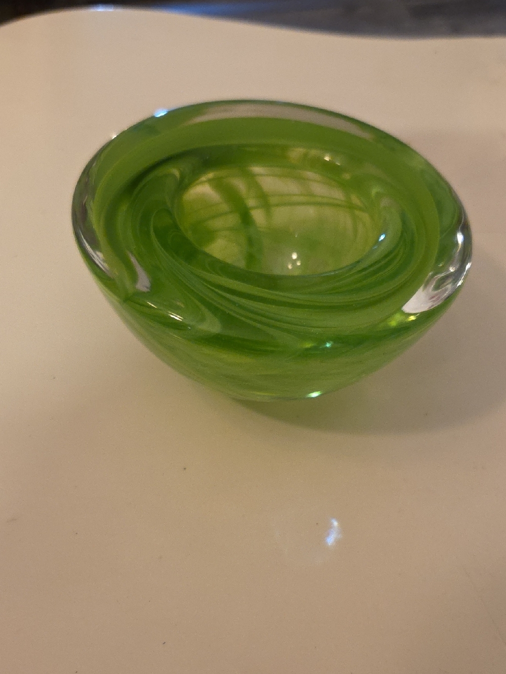 Kosta Boda Atoll Lime Green Glass Art Votive Holder Decorative Home Accent